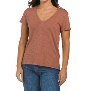 Lilla P Women's Back Seam V Neck Short Sleeve Tee Shirt Size XS